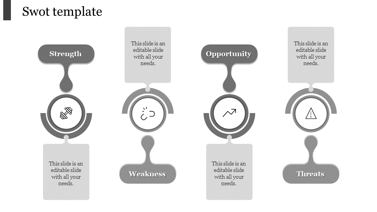 Free - Our Predesigned SWOT Template In Grey Color Slide Model
